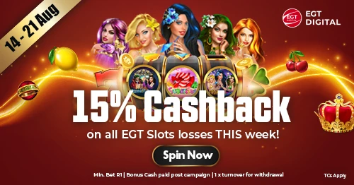 15% Cashback on EGT Slots