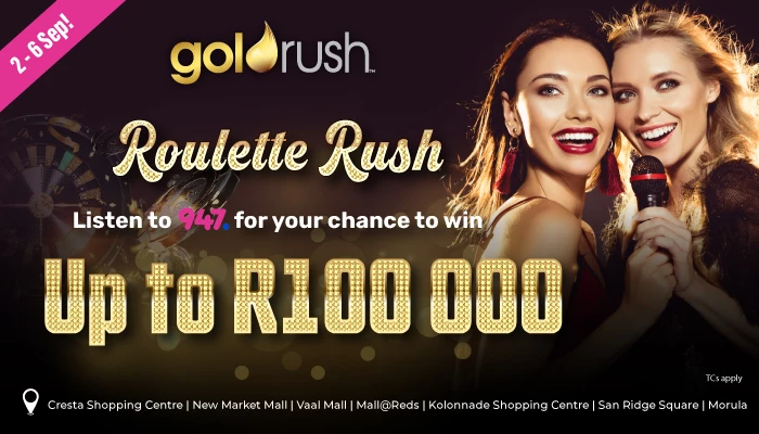 Win up to R100 000 with Goldrush Roulette Rush 